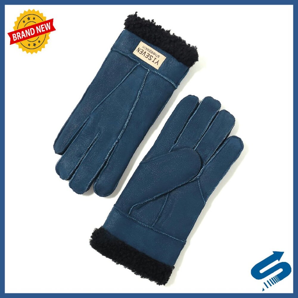 Sheepskin Shearling Leather Gloves Mittens Wool Cuffs Winter Warm